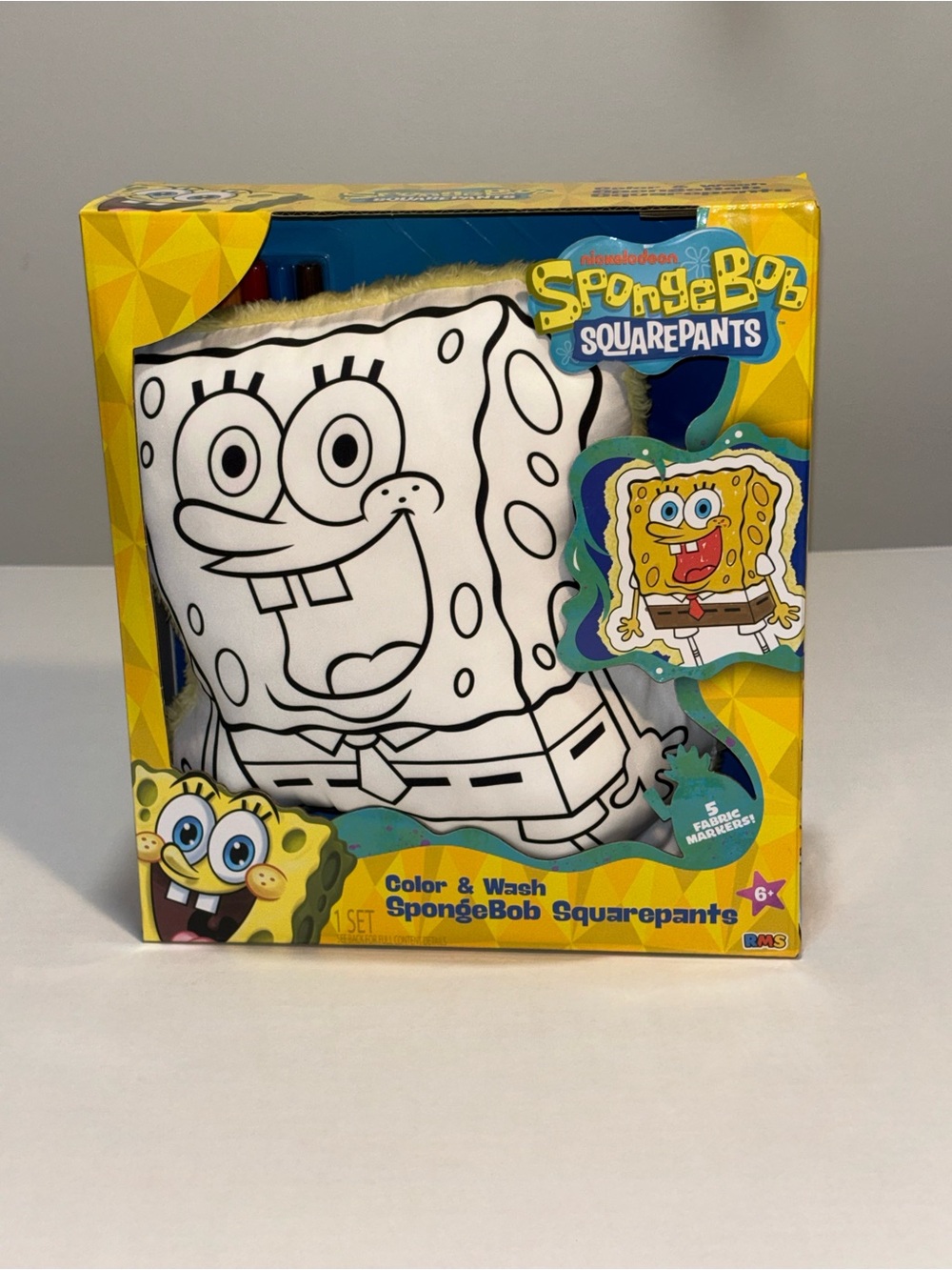 RMS Nickelodeon SpongeBob SquarePants Color & Wash Pillow Craft Kit, w/5 Markers